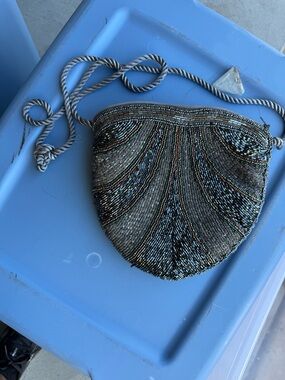 Beaded Shoulder Bag in Gray